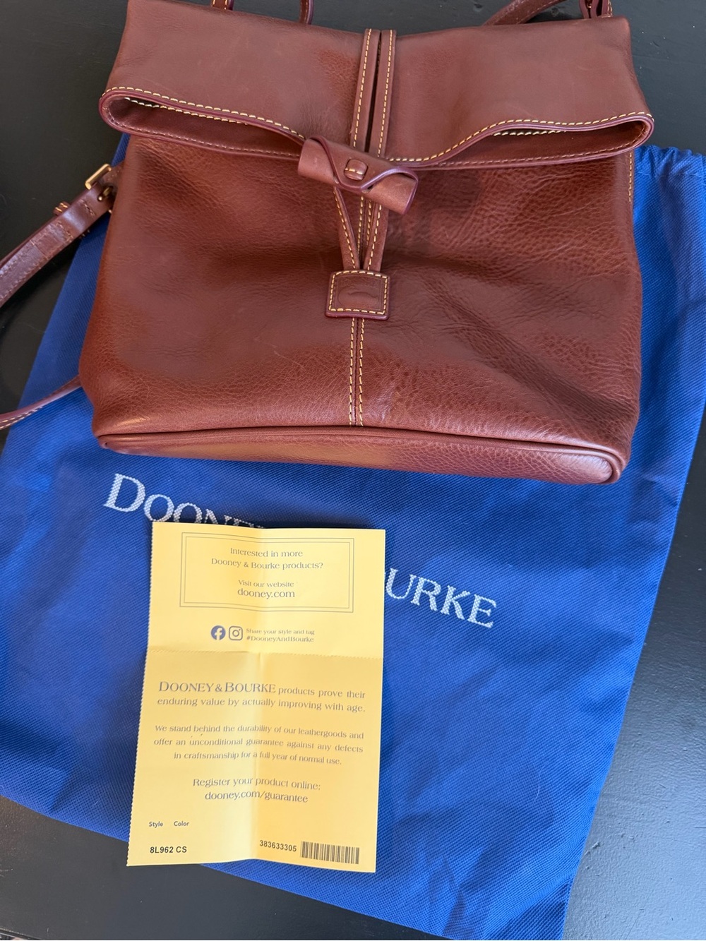 Dooney & Bourke Chestnut Brown Leather Messenger with Toggle Strap - Picture 5 of 6
